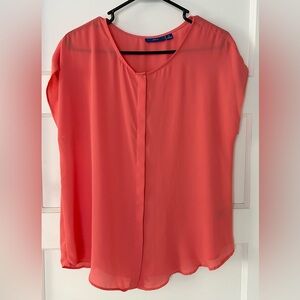 Apt. 9 Women’s Salmon Colored Short Sleeve Sheer Button Up Blouse - Size M